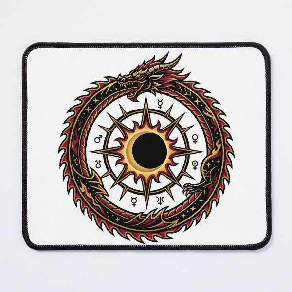 Item preview, Ouroboros Dragon Solar Eclipse Alchemy Astrolabe Occult Crest Aesthetic designed and sold by mood-draftsman.