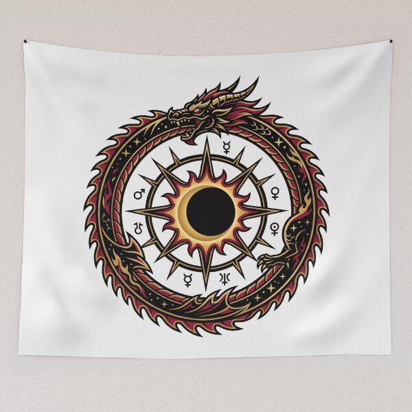 Item preview, Ouroboros Dragon Solar Eclipse Alchemy Astrolabe Occult Crest Aesthetic designed and sold by mood-draftsman.