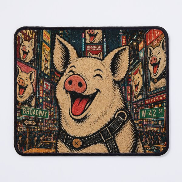 Item preview, New York USA - Giant Happy Pig at Times Square Broadway Vintage Poster designed and sold by BRTHRCNK01.