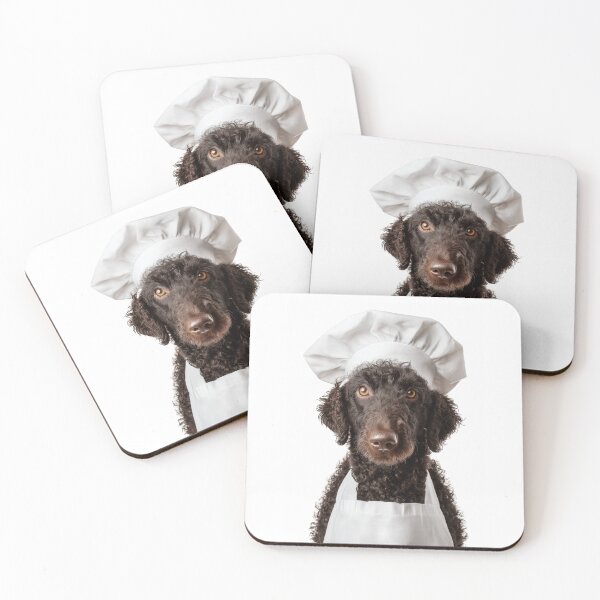 Item preview, Curly-Coated Retriever Chef Dog Funny Cooking Apron Hat designed and sold by LazyOwlStore.