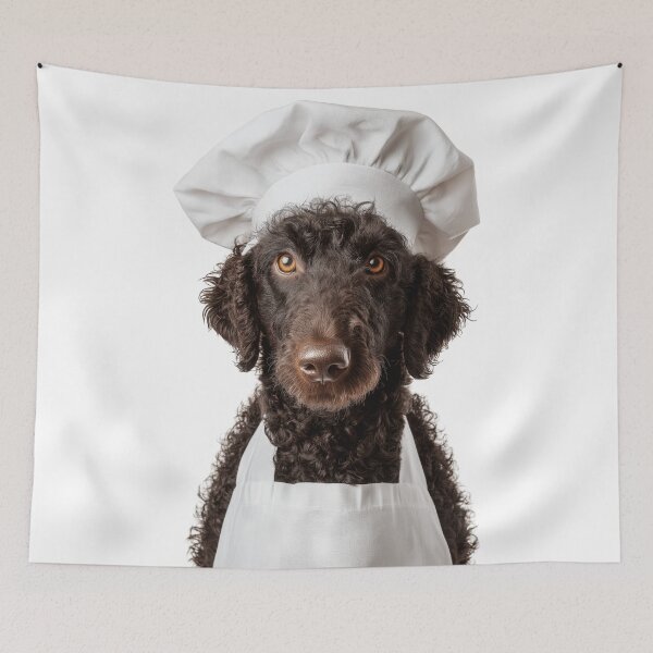 Item preview, Curly-Coated Retriever Chef Dog Funny Cooking Apron Hat designed and sold by LazyOwlStore.