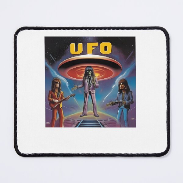 Item preview, Dressed Rock Musicians Standing Beneath Glowing Alien Spaceship designed and sold by Anas2627.