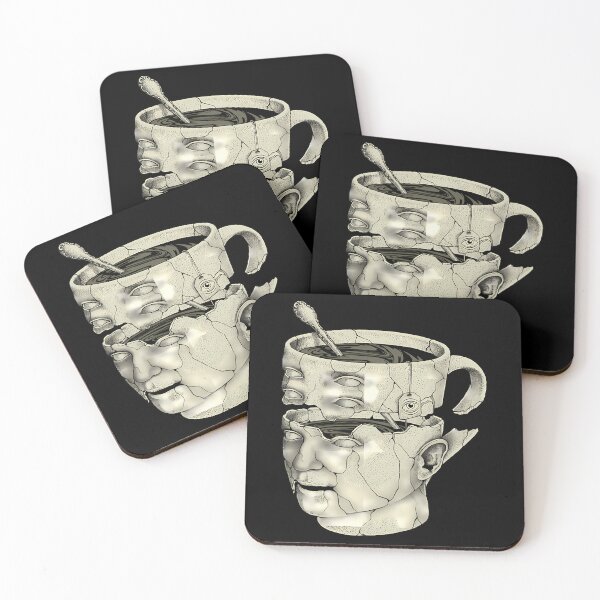 Item preview, Surreal Cracked Ceramic Coffee Cup Revealing Human Facial Features And Floating Spoon designed and sold by Anas2627.
