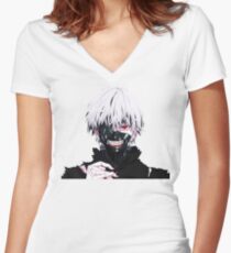 ken kaneki tokyo ghoul Women's Fitted V-Neck T-Shirt
