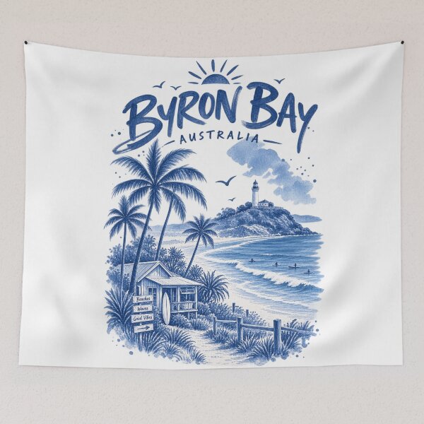 Item preview, Byron Bay Australia Lighthouse Beaches Waves Good Vibes Coastal Surf Retro designed and sold by Yellowriversss.