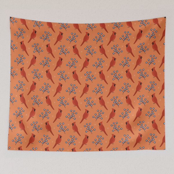 Item preview, Red cardinals on orange designed and sold by reneesillus.