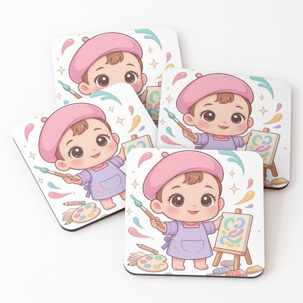Item preview, Cute Chibi Baby Artist Painting Sticker designed and sold by ChibiPCStudio.
