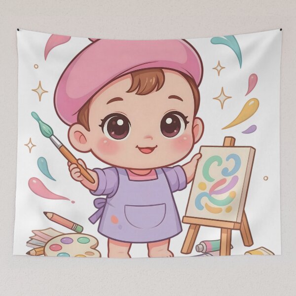 Item preview, Cute Chibi Baby Artist Painting Sticker designed and sold by ChibiPCStudio.