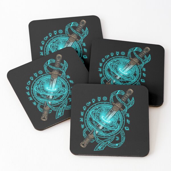 Item preview, Cyberpunk Katana Sword Alchemy Astrolabe Neon Cyan Blade Aesthetic designed and sold by mood-draftsman.