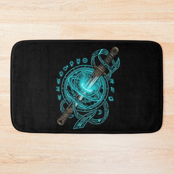 Item preview, Cyberpunk Katana Sword Alchemy Astrolabe Neon Cyan Blade Aesthetic designed and sold by mood-draftsman.