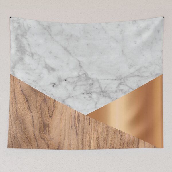 Item preview, Geometric White Marble - Wood & Rose Gold #761 designed and sold by Natural Collective.