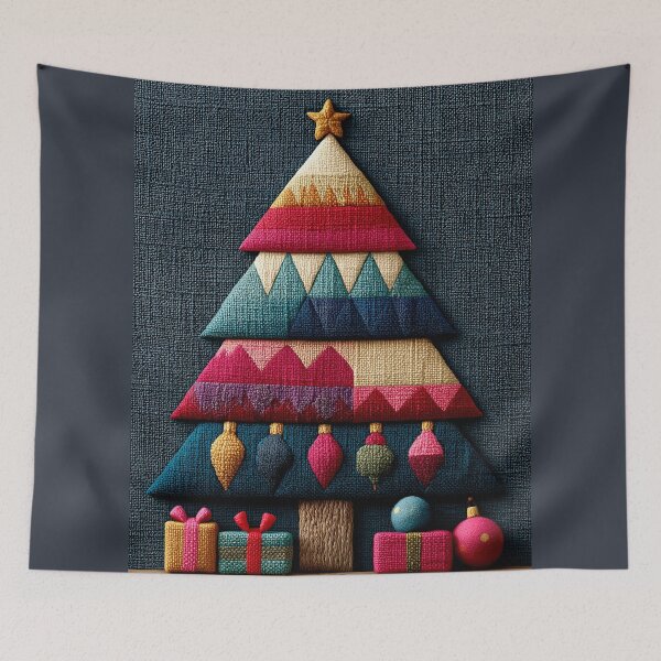Item preview, Geometric Fabric Style Christmas Tree Art designed and sold by colorful-white.
