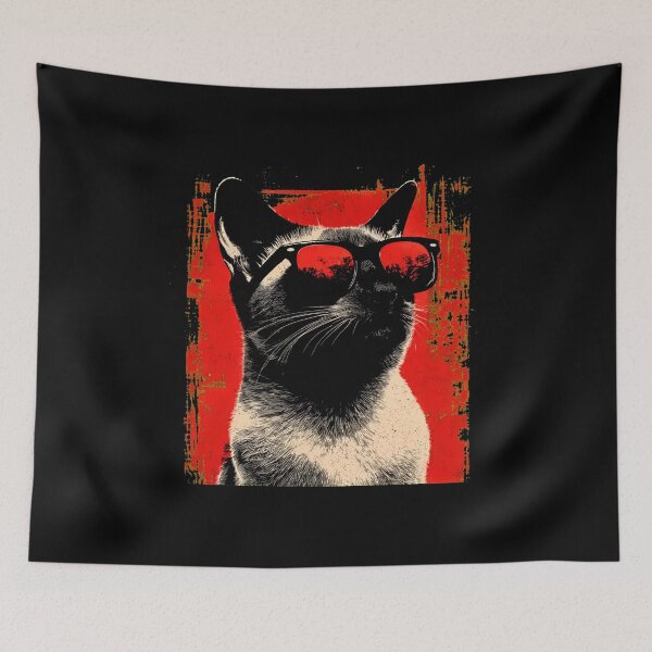 Item preview, Siamese Cat With Sunglasses Cool Retro Design designed and sold by OlyvieArt.