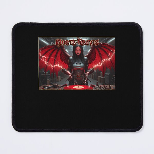 Item preview, Red Winged Demon Woman Holding Electric Sparks Over DJ Turntable designed and sold by Vorzon55Lounge.