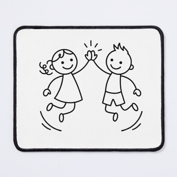 Item preview, Minimalist freindship Jumping Kids High Five Line Art Doodle Cute T-Shirt Design designed and sold by BS Creations.