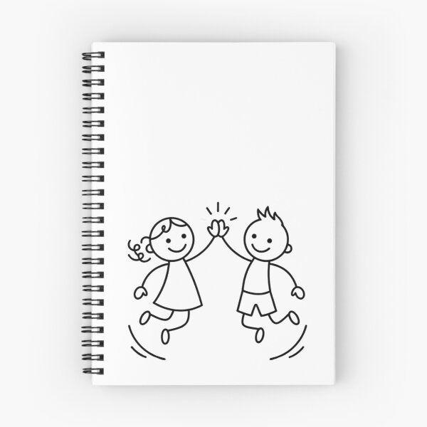 Item preview, ​Minimalist freindship Jumping Kids High Five Line Art Doodle Cute T-Shirt Design designed and sold by BS Creations.
