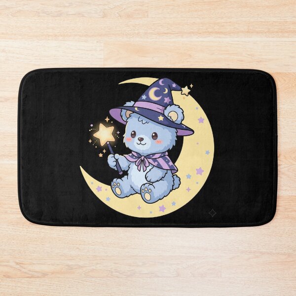 Item preview, Cute Kawaii Wizard Teddy Bear Crescent Moon Magic Wand Pastel Aesthetic designed and sold by mood-draftsman.