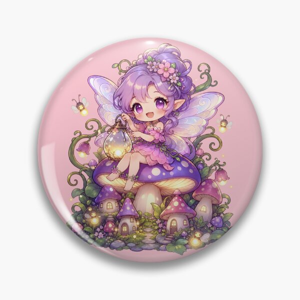 Item preview, Fairycore Chibi Fairy on Mushroom - Enchanted Forest Faerie Lantern Art designed and sold by Knacky Print.