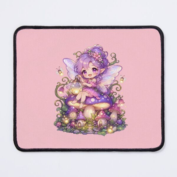 Item preview, Fairycore Chibi Fairy on Mushroom - Enchanted Forest Faerie Lantern Art designed and sold by Knacky Print.