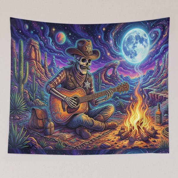 Item preview, Psychedelic Cowboy Skeleton Serenade designed and sold by Solomon-Ent-144.