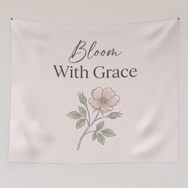 Item preview, Bloom With Grace Minimalist Botanical Quote Art designed and sold by NuYaArt.