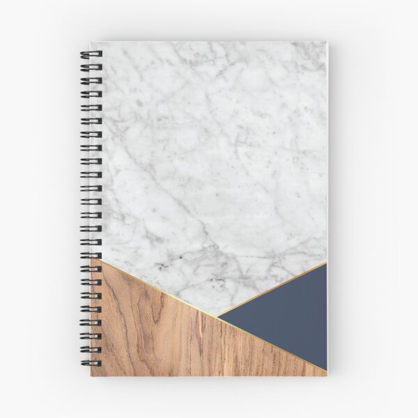 Item preview, Geometric White Marble - Wood & Navy #599 designed and sold by Natural Collective.