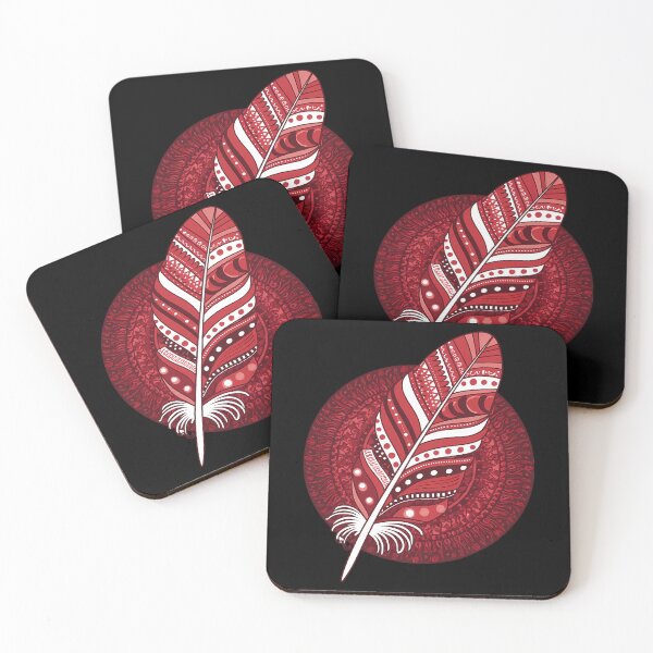 Item preview, Detailed Ornate Red Feather Placed Over Mandala Pattern designed and sold by IZZO CREATIVE STUDIO.
