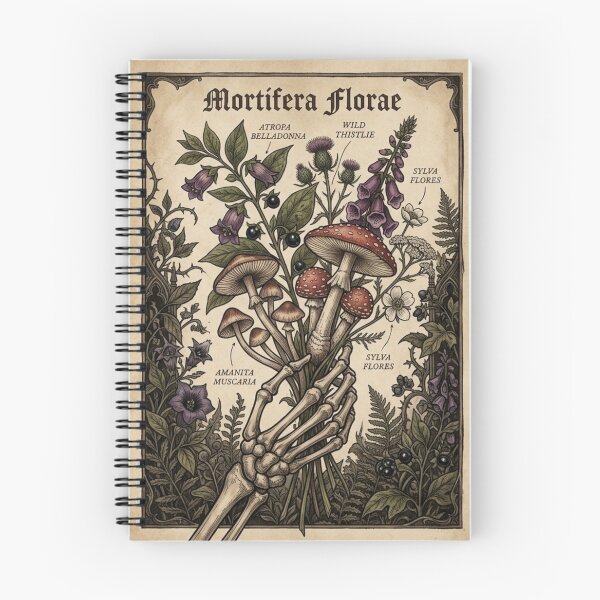 Item preview, Dark Academia Botanical Skeleton Hand Wild Mushrooms Gothic Flora designed and sold by KreatoLab.