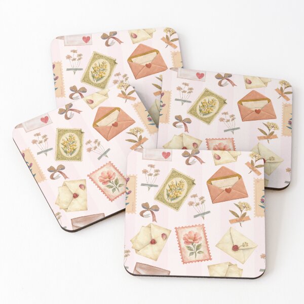 Item preview, Vintage Romantic Love Letters & Botanical Stamps designed and sold by Sasitee.