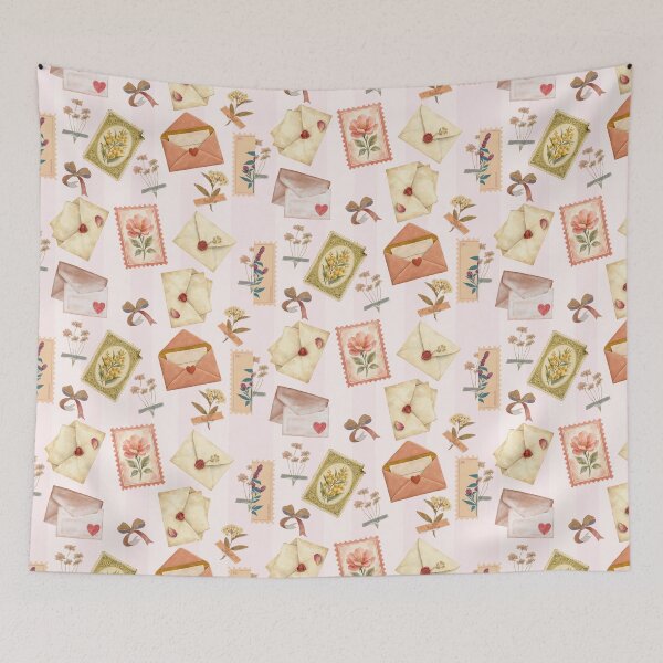 Item preview, Vintage Romantic Love Letters & Botanical Stamps designed and sold by Sasitee.