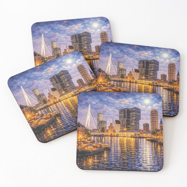 Item preview,  Rotterdam by night painting, the Netherlands – A Beautiful place in Europe. designed and sold by GalleryKauffeld.