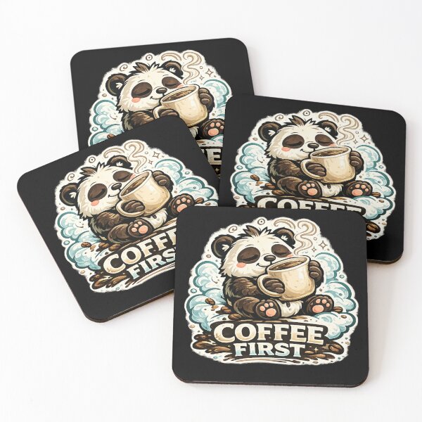 Item preview, Coffee First – Cute Panda Coffee Lover Design designed and sold by ArtisticHeart21.