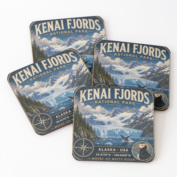 Artikelvorschau, Kenai-Fjords-Nationalpark, Alaska – Vintage-Abenteuer entworfen und verkauft von naturalsurvival.