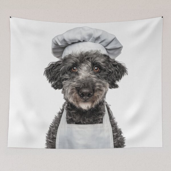Item preview, Pumi Chef Dog Funny Cooking Apron Hat Cute Pet Portrait designed and sold by LazyOwlStore.