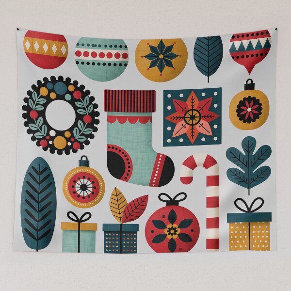 Item preview, Retro Midcentury Modern Christmas Holiday Elements designed and sold by colorful-white.