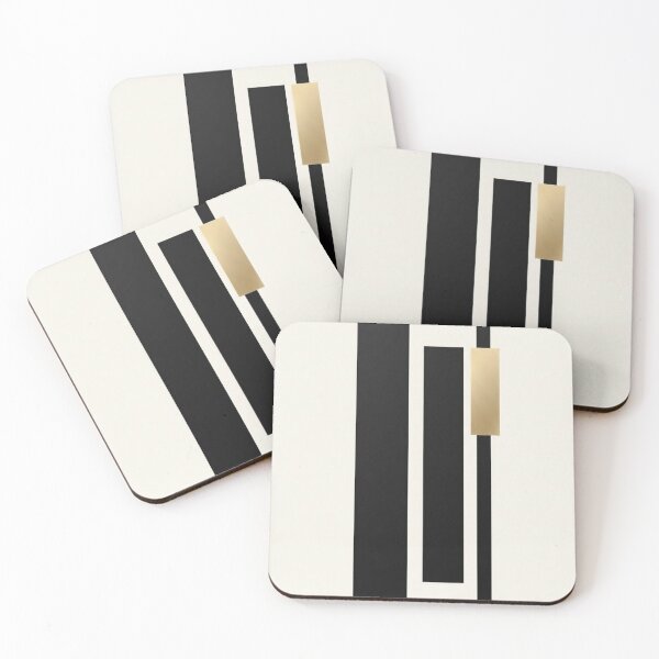 Item preview, Vertical Balance – Minimalist Black & Gold Geometric Art designed and sold by Zaramodo.