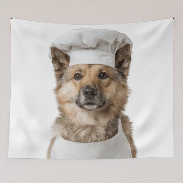 Item preview, Norwegian Buhund Chef Dog Funny Cooking Apron Hat Cute Pet Portrait designed and sold by LazyOwlStore.