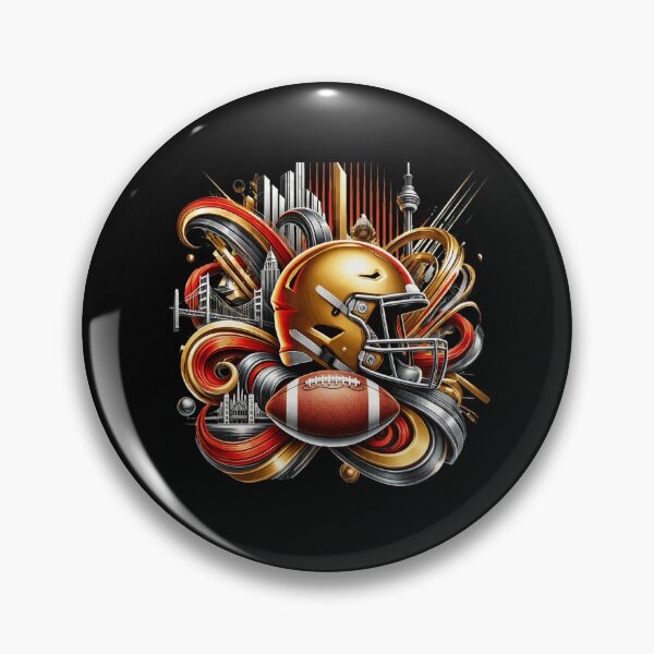 Item preview, Golden Football Helmet Cityscape Swirl Graphic Art designed and sold by RoyParks37914.