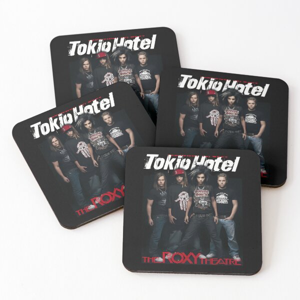 Item preview, Four Musicians Dark Outfits Red Striped Lettering designed and sold by MarcoGrazie.