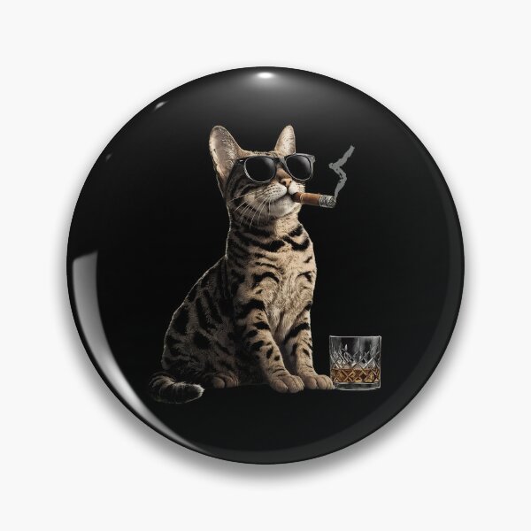 Item preview, Cool Cat Smoking Cigar Whiskey Glass Sunglasses Art designed and sold by OlyvieArt.