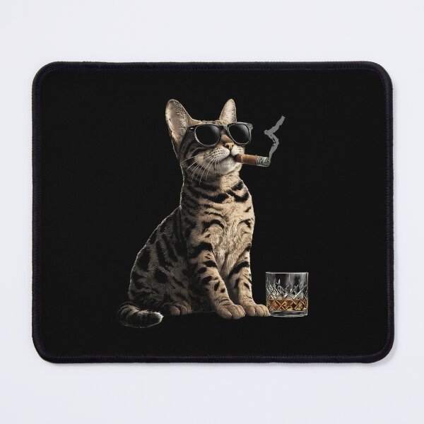 Item preview, Cool Cat Smoking Cigar Whiskey Glass Sunglasses Art designed and sold by OlyvieArt.