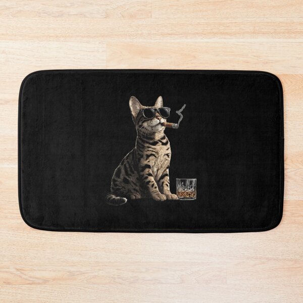 Item preview, Cool Cat Smoking Cigar Whiskey Glass Sunglasses Art designed and sold by OlyvieArt.