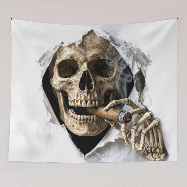 Aperçu de l'œuvre Un crâne fumant un cigare émerge de votre chemise créée et vendue par Segasprojects.