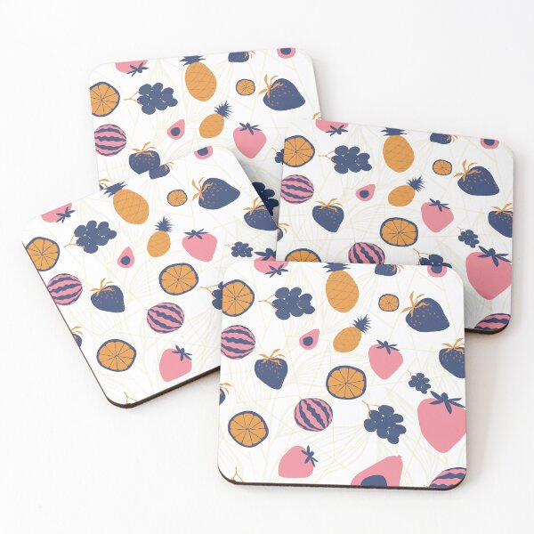Item preview, Boho Navy & Pink Tropical Fruits Doodle designed and sold by Auraphonix.