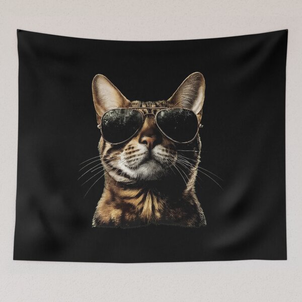 Item preview, Cool Cat with Aviator Sunglasses Forest Reflection designed and sold by OlyvieArt.
