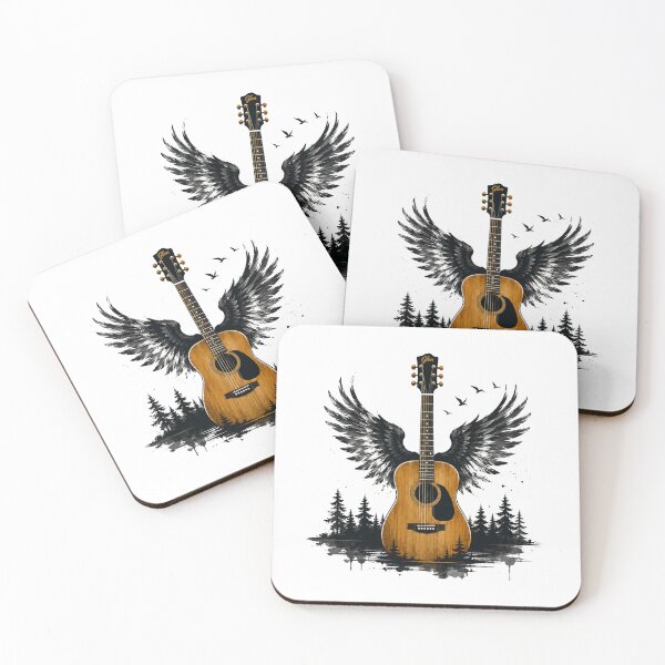 Item preview, Acoustic Guitar with Angel Wings Wings Music Graphic designed and sold by ucpstudio.