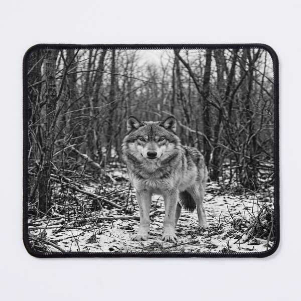 Item preview, Monochrome wolf in sparse dry winter forest designed and sold by Solomon-Ent-144.