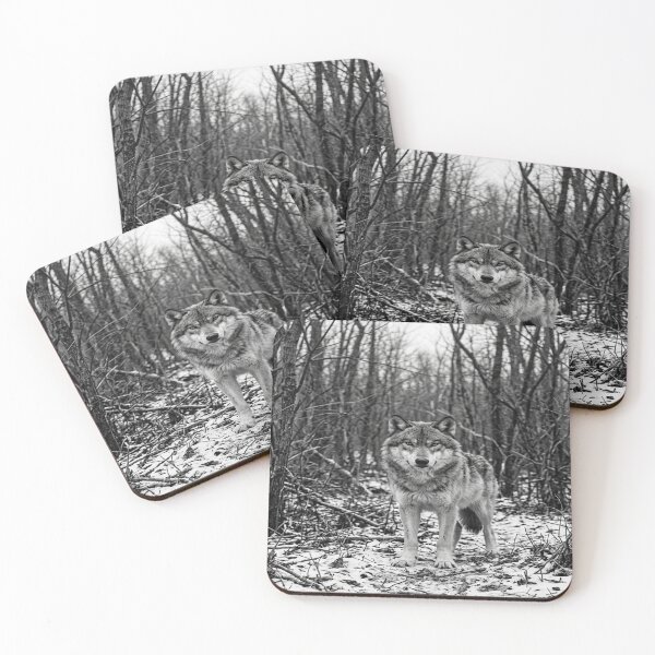 Item preview, Monochrome wolf in sparse dry winter forest designed and sold by Solomon-Ent-144.