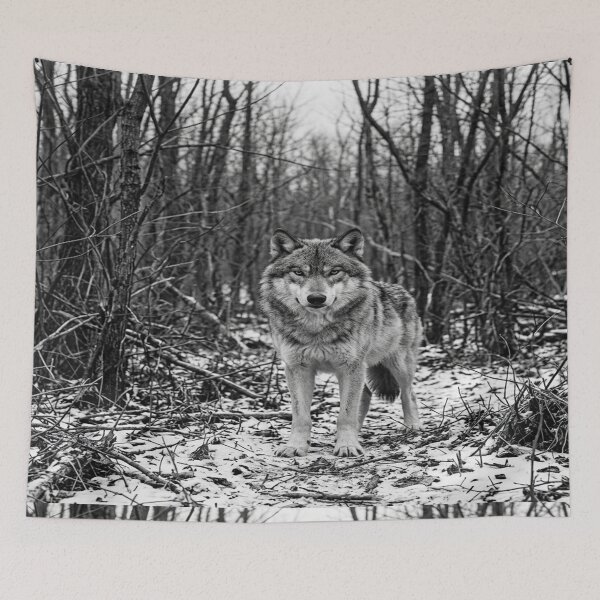 Item preview, Monochrome wolf in sparse dry winter forest designed and sold by Solomon-Ent-144.