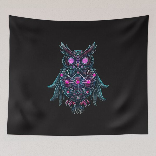 Item preview, gear owl  time keeper designed and sold by RetroWaveArtCo.